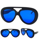 Oversized Exaggerated Vintage Retro Style Sunglasses Large Black Frame Blue Lens