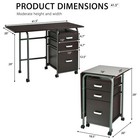 Folding Computer Laptop Desk Wheeled Home Office Furniture W 3 Drawers Brown