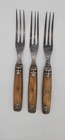 3 Antique Civil War Era Three Tine Table Forks Handle With Pewter Inlay