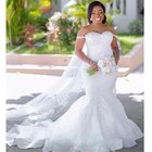 Plus Size Mermaid Wedding Dresses Off The Shoulder Lace Appliques Bridal Gowns