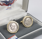 Vintage Swank Roosevelt Dime Coin Cufflinks Gold Tone W  Original Box