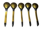 Russian Khokhloma Hand Painted Wooden Spoons Gold Floral Art Set Of 5