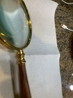 Vintage Antique Brass  Teak  Nautical Heavy Magnifying Glass  Collectible 9 75   