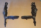 Cast Iron Wall Sconces Pair Black Ornate Antique Decorative Architectural