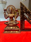 18th Century Indian Bronze Sculpture Hindu Lakshmi Seat Dual Louts Statue Figure