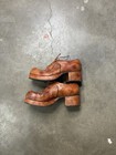 Vintage 1970s 1980s Brown Leather Boho Hippy Platform Shoes