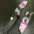 8    Black Pink Heart Tactical Spring Assisted Open Blade Folding Pocket Knife