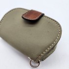 Vintage Lipstick Case Holder With Mirror Leather Strap Snap Lock Gray