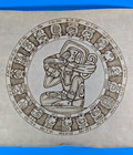 Vintage Mayan Calendar Wall Art-12 5  Hand Tooled Suede Leather  Made In Mexico