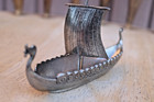 Vintage Pewter Viking Ship Open Salt Dip Norway