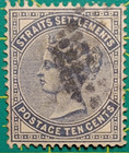 Straits Settlements Stamp 1882  A7 10c Slate  Used
