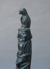 Fine Native American North West Coast Black Painted Carved Wood Haida Totem Pole