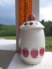 Knotts Berry Farm Raspberry Jelly Jam Pottery Ceramic 5  Tall Jar With Lid