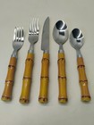Cambridge 20 Pc Faux Bamboo Plastic stainless Flatware 5pc Place Setting X 4 N o