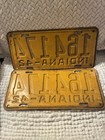 Matched Set Of 2 Vintage 1942 Indiana  License Plate Antique Original
