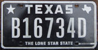 Texas Optional White On Black License Plate   B16734d