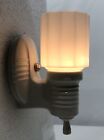 Antique Porcelain Sconce Pair Vtg Light Fixture Bath Art Slip Wired Usa  h43