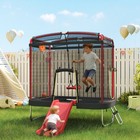 Qaba 4 X 6ft Trampoline For Kids With Slide  Swing  Basketball Hoop  Red