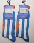 Two Pairs David Bowie Socks White   Blue Stripes W  Orange Flash 2025 Nwts