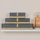 Creative Co-op Decorative Metal Storage Boxes  Black W  Gold Band  Set Of 3