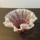 Vintage Pink Carnival-style Ruffled Glass Lamp Shade 2  Fitter Fenton Imperial