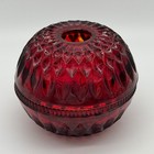 Vtg Indiana Glass Mount Vernon Fairy Lamp Ruby Red Flash Diamond Point As Is