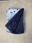 Zak   Zoey Baby Blanket Space Planets Rockets Stars Reversible Blue Soft Lovey