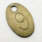 Vintage Brass Cow Tag Number 9 Farm Cattle Dairy Marker Two-sided Original Heavy