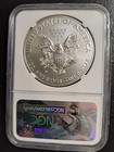 2017 W Burnished American Silver Eagle Ngc Ms70 Fdi Mercanti Signed Flag Label 