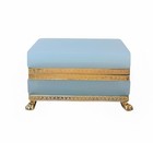 Antique French Opaline Glass Box Casket Ormolu Footed French Blue Trinket Box