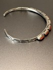 Navajo Cuff Bracelet Red Coral 6 8    Signed Needlepoint Stamped Sterling Handmade