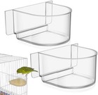2pcs Bird Cage Food Feeder  Clear Thick Semicircle Seed Water Trough Cups - S   