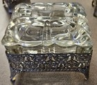 Vtg Matson Style Gold Ormolu 3pc Vanity Set Cabbage Rose Perfume Bottles Casket