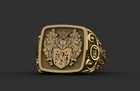 Men s Gold Custom Coat Of Arms Family Crest Signet Ring - Luxury Heraldic Ring