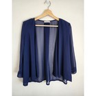 Freebird Navy Sheer Chiffon Open Front Cardigan Kimono Cover Up Boho