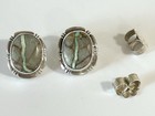 Vintage Sterling Silver Ribbon Turquoise Post Earrings Signed S