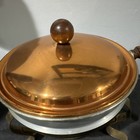 Vintage Copper Brass Chafing Dish With Lid 10  Wood Handle Complete Set