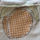 2 Vintage Embroidered Flour Sack Dish Towels Oversized Orange Grapes