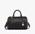 Mcm Ella Boston Small Bag In Visetos - Black