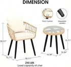 3 Piece Patio Bistro Set  Outdoor Wicker Furniture With Comfortable Cushions 