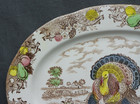 Vintage 16  X 12  Turkey Platter Hand Painted Japan Transferware Thanksgiving  2