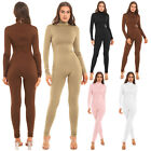 Women Long Sleeve Slim Fit Bodysuit Leotard Solid Color Workout Jumpsuit Rompers