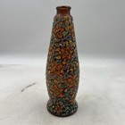 Vtg American Glass Enamel Handpainted Floral Relief Signed Haygood