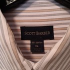 Scott Barber Dress Shirt Mens Xl Purple Gold Striped Long Sleeve Button Down