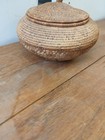Vintage Native American Hand Woven Indian Basket Box W lid Coiled