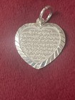 Small Sterling 800 Silver Heart  Shiny Ayat -al Kursi  Islamic Pendant
