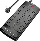 18 Outlets Surge Protector Power Strip - 6 Feet Flat Plug Heavy Duty Extension C