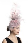  Fascinator For Women Hair Clip Hat Bowler Feather Flower Veil Ta12-pink