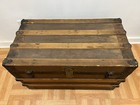 Vintage Wood Steamer Trunk Tray Key Chest Coffee Table Storage Box Antique Decor