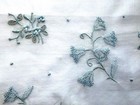 Vintage 1940s Embroidered Madeira Hanky Blue On White Florals French Knots New